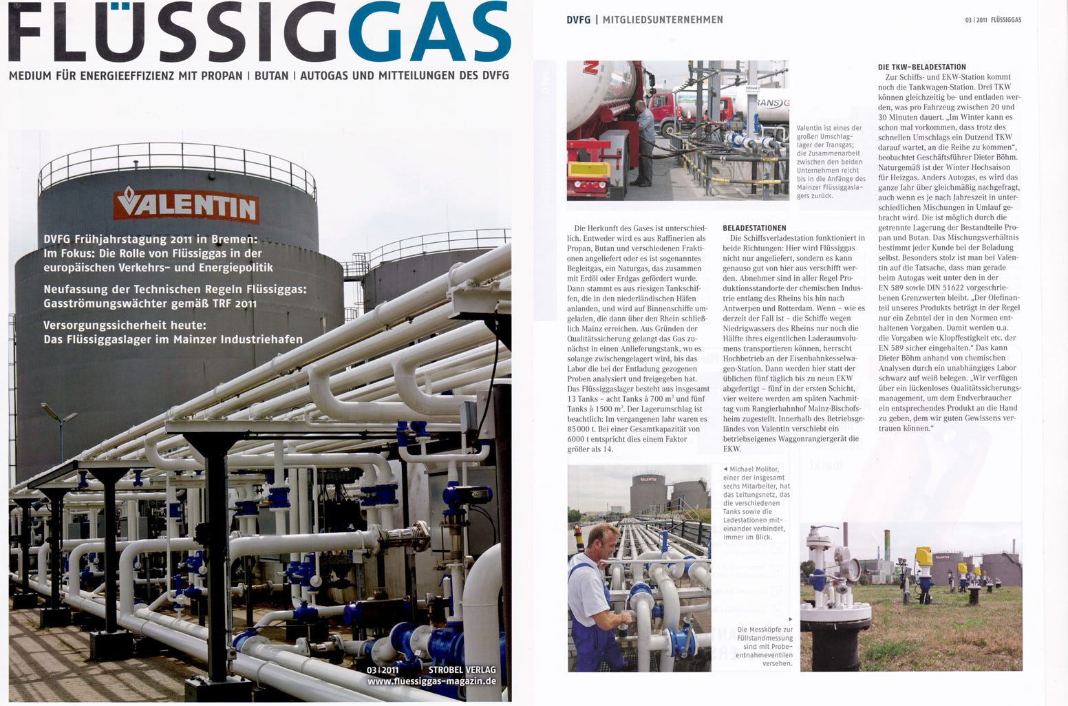 Titelgeschichte in Gaszeitschrift über Valentin-Gas