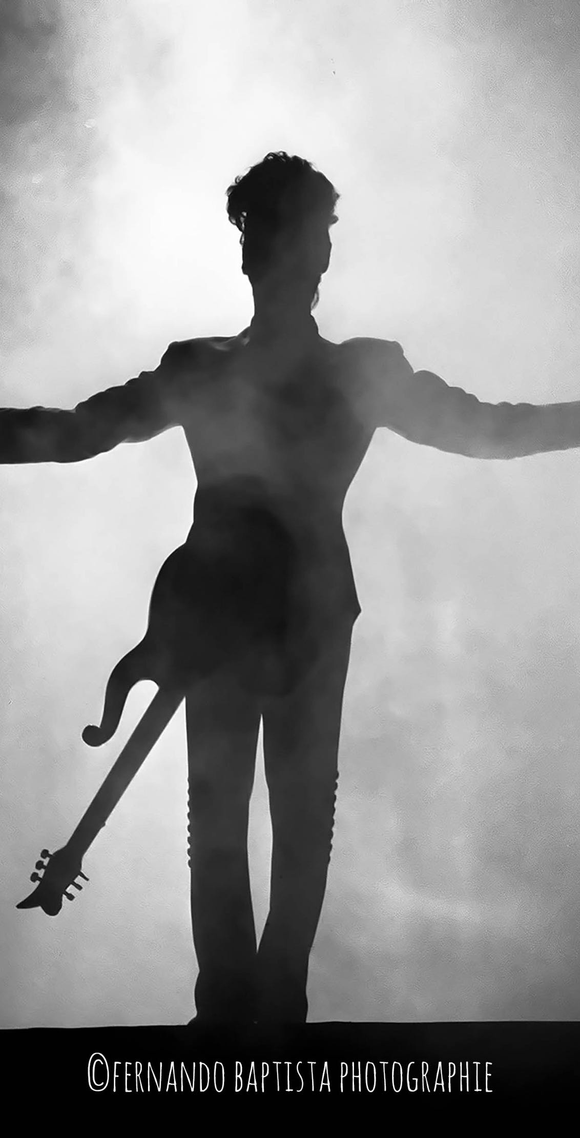 Rocksänger Prince als Schattenriss auf der Bühne, während eines Konzertes in Frankfurt.